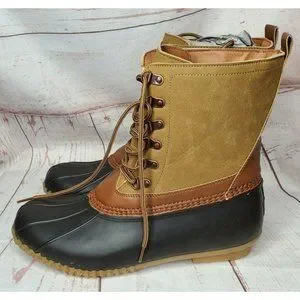 J sports Duck Boots Breathable Insole Lining Weather Ready Water Resistant 11.5 JBU Men Duck Lace Up Waterproof Boots, Fur Insoles, Brown  main image 4